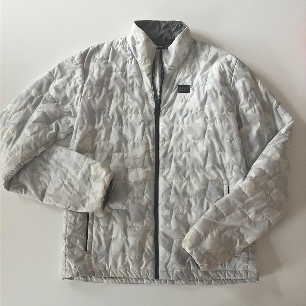 Helly Hansen LifaLoft Packable Jacket Quilted Puffer Gray Camo Kids Size 16